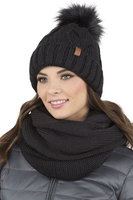 VIVISENCE Wintermütze mit Bommel Damen Warmes Ideal Für Kalte Wintertage 7014, schwarz