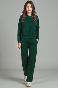 Vivisence Loungewear Damen Trainingsanzug Set Lockerer Schnitt Rundhals Freizeitanzug Mit Taschen 9205,