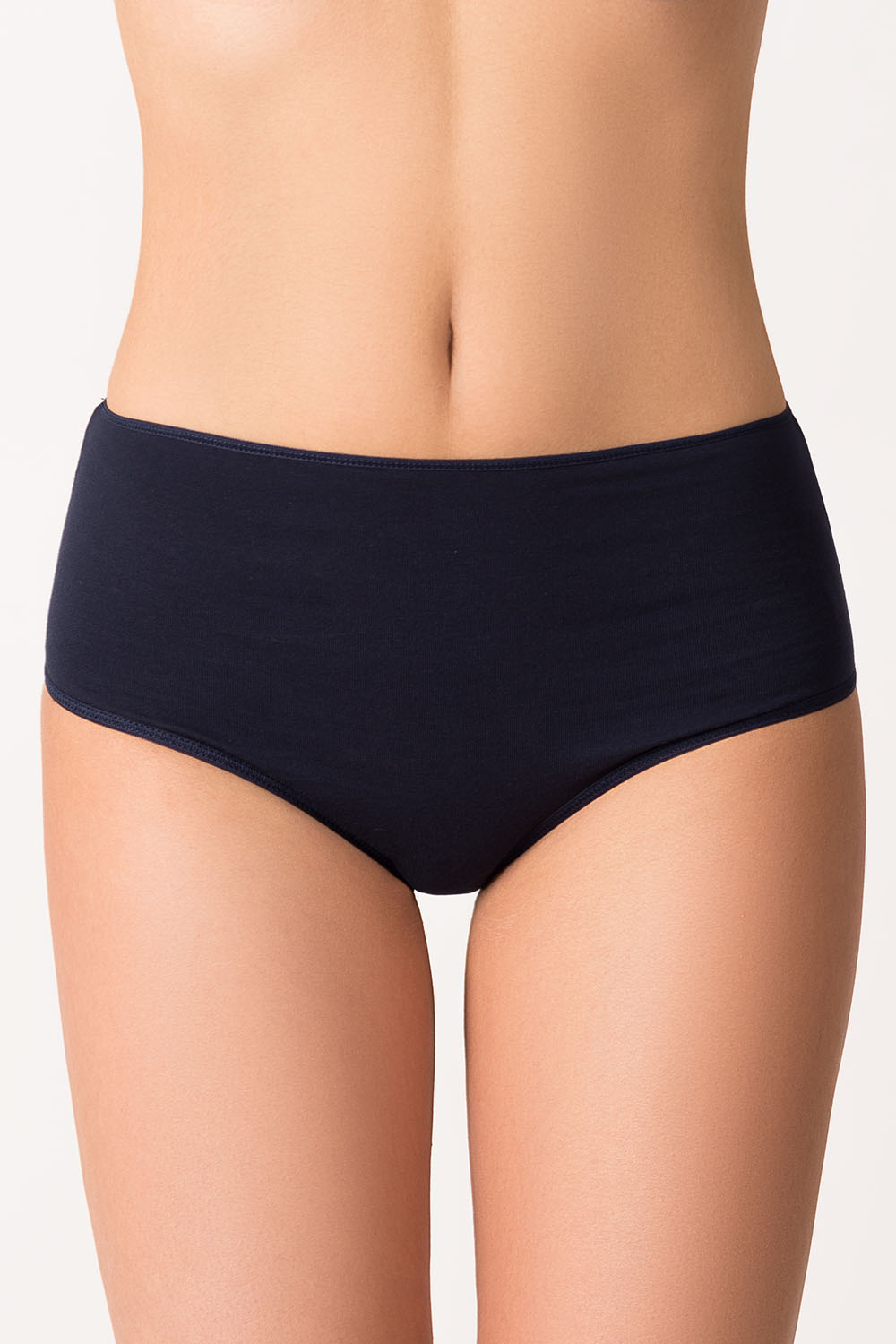 Vivisence Damen Slip Baumwolle Hohem Bund Komfort und Bequemlichkeit 4001, dunkelblau