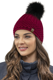 Vivisence Wintermütze mit Bommel Damen Warmes Ideal Für Kalte Wintertage 7016, weinrot