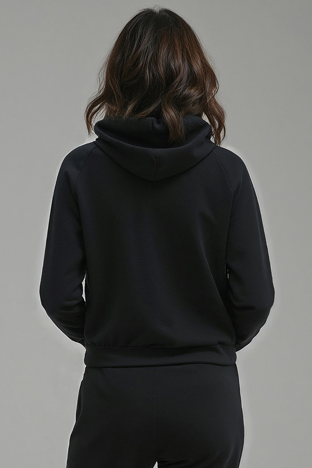 Vivisence Women Hoodie Sweatshirt Cotton Hood Pocket Casual Sportswear, black