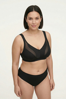 Vivisence Women’s Wirefree Soft Bra, Non Padded Everyday Comfort Bra with Mesh Detail, Adjustable Straps and Natural Support, Black