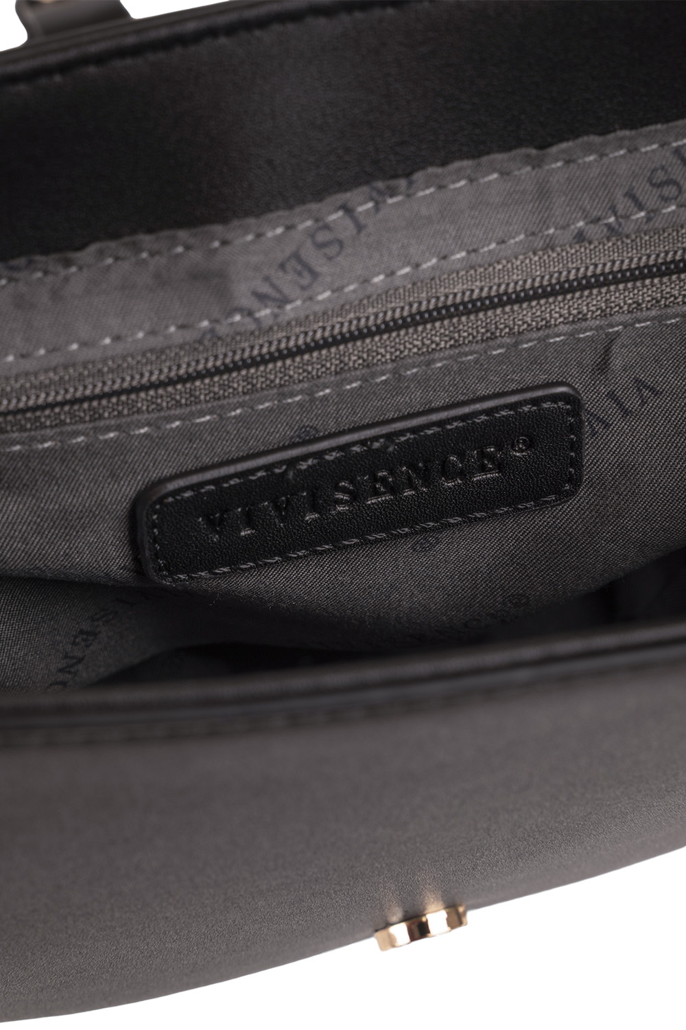 Vivisence Damen Schultertasche Magnetverschluss mit Zierstreifen, Schwarz
