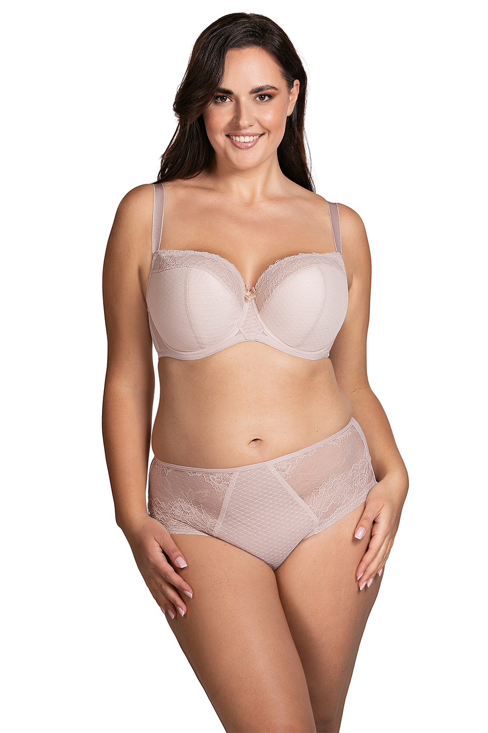 Vivisence Women's Briefs High-Waist Mesh Floral Lace Perfect For Everyday 1078/1080, Beige