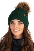 Vivisence Stylish Women's Winter Set Hat With Pompom And Warm Fleece Lining Paired With Classic Matching Scarf Made From Soft And Warm Fabric Perfect For Cold Weather, green
