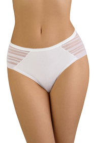 Vivisence Dame Slip Unterhose Streifen Glatt Bund Netz Unterwäsche 4015, weiß