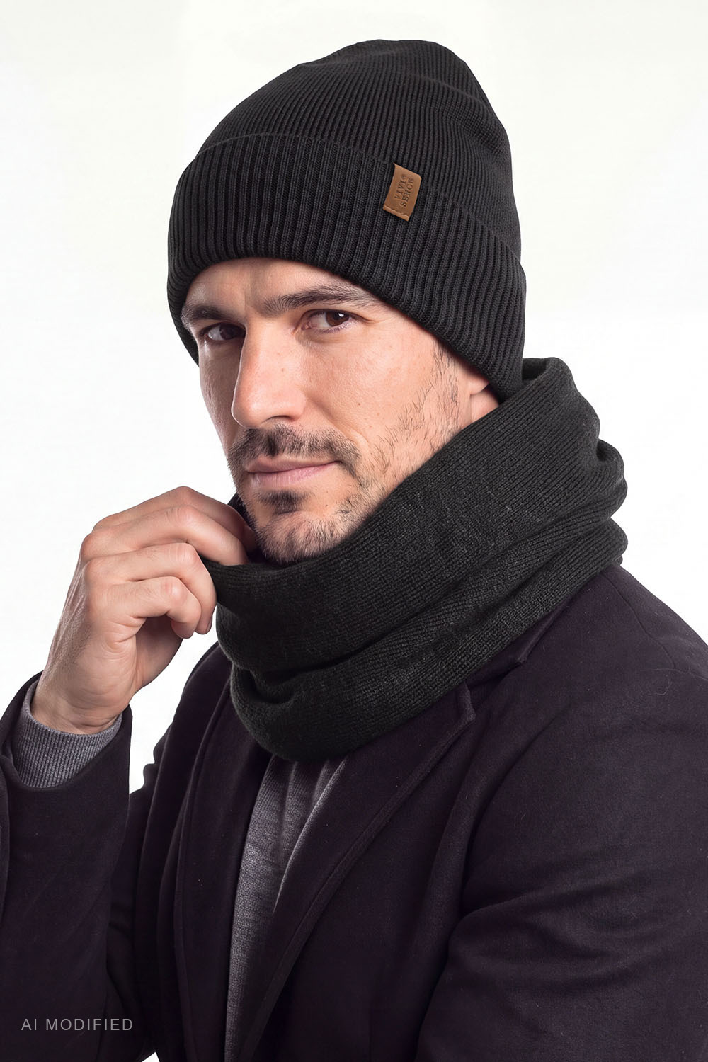 Vivisence Herren Mütze Merinowolle klassisch Beanie Winter, schwarz