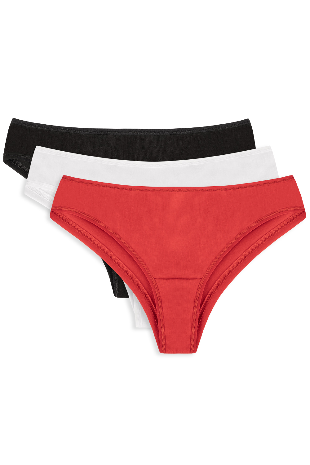 Vivisence Dame Slip Unterhose Klassisch Komfortabel Trendig Alltag Unterwäsche 4018, schwarz/weiß/rot