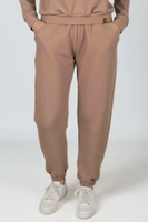 Vivisence Women's Sweatpants Relaxed Fit Lounge Soft Cotton Blend Joggers With Ribbed Cuffs Elastic Waist And Pockets For Everyday Casual Or Homewear Look 9104, Beige
