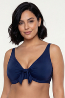 Vivisence Womens Underwire Swim Bra Non Padded with Tie Front Adjustable Straps for Full Bust Support, navy blue
