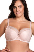 Vivisence Underwired Bra Lace Semi Padded Bra Half-Padded Cups Floral Lace Details Adjustable Straps Side Seam Boning Perfect for Elegant Gift, pink