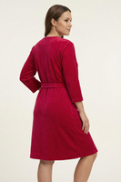 Vivisence Dressing Gown Cotton Zipper and Belt Pockets Home Comfort 5011, ruby
