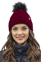 Vivisence Women Winter Hat Scarf And Gloves Set Fleece Lined Soft Knit Warmth, maroon