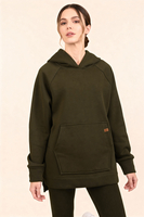Vivisence Femme Sweat À Capuche Coton Élasthanne Confort Quotidien Douceur, vert