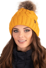 Vivisence Stylish Women's Winter Set Including Pompom Hat And Cozy Snood Scarf Made From Soft And Warm Fabric Smooth Fleece Lining Ideal For Cold Days, honey