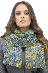 Vivisence Fashionable Long Winter Scarf Made of Warm Two-Coloured Yarn Versatile Elegant and Sporty Outfits Wraps Twice Around the Neck for Extra Warmth, yellow