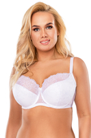Vivisence Underwired Bra Semi Padded Half-Padded Cups Floral Lace Adjustable Straps, white