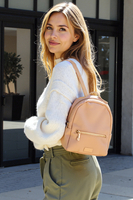 Vivisence Women's Backpack Small Size Zipped Pockets Ideal For Daily Use, beige