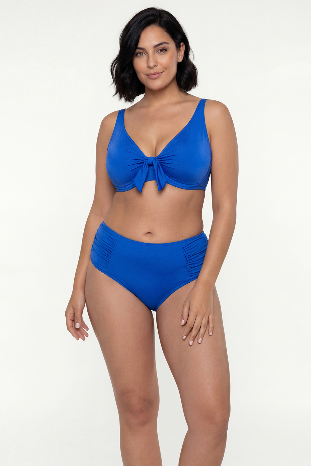 Vivisence Bikini Bottoms Women Ruched Sides High Waist, cornflower blue