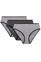 Vivisence Culotte Classique Slip pour Femme Lot de 3 Figi 4016, Bande Noire: Gris/Gris Foncé/Gris 3-pack