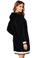 Vivisence Robe Cotton with Zipper Fastening and Cuffed Sleeves 5018, black-white