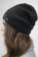 Vivisence Classic Cut Winter Hat For Women Warm And Comfortable Wool 7011, black