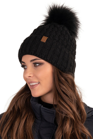 Vivisence Femme Bonnet Et Écharpe Pour l'Automne et l'Hiver À Pompon Chauds Doublés De Polaire Anti-Statique Idéal Pour Les Hommes Élégants Parfait Pour Froides Journées 7015Kmpl, noir