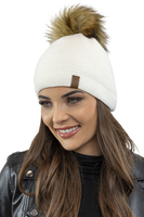 Vivisence Bonnet Et Écharpe Ensemble Pour Femmes Élégant Pour L'Automne Et L'Hiver Avec Pompon En Fausse Fourrure Design Classique Confort Optimal Pour Les Jours Froids Cadeau Parfait 7041Kmpl, ecru