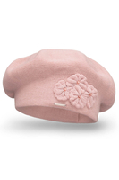 Vivisence Béret Élégant Avec Fleur Pour Femme Chaud Accessoire Automne Hiver 7006, rose clair