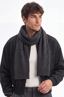 Vivisence Men's Scarf Merino Wool Blend Winter Knit Soft Accessory, graphite