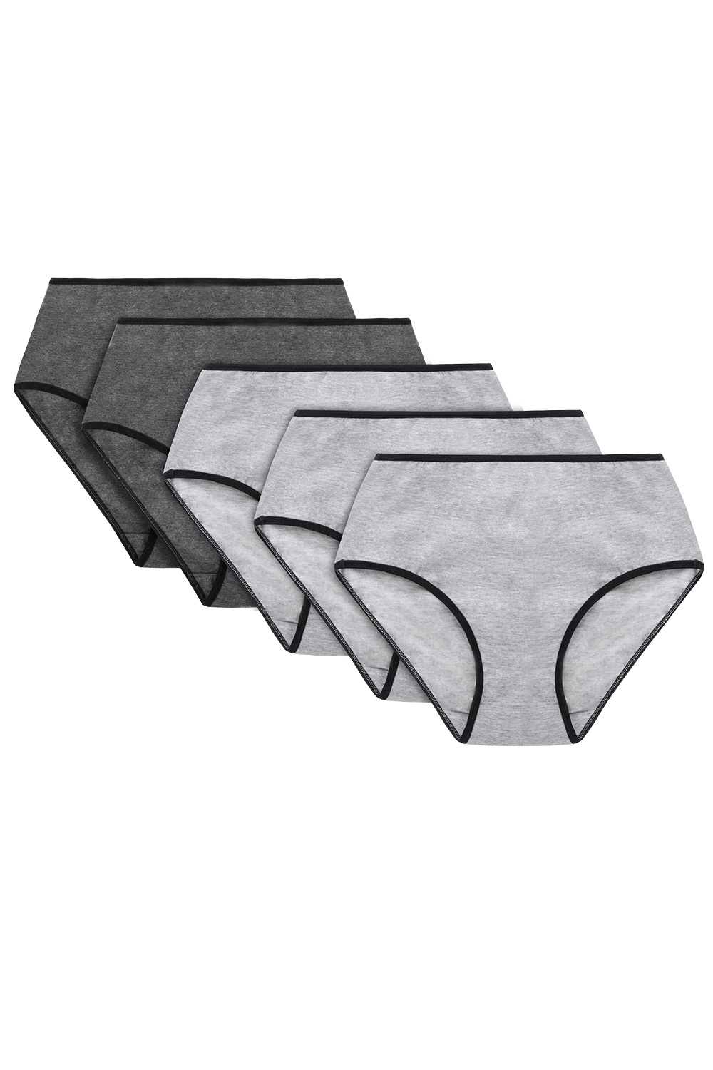 Vivisence Dame Slip Hoher Bund Voll Klassisch Unterhose Baumwolle Alltag 4017, schwarzes Gummiband:mix2 5-pack