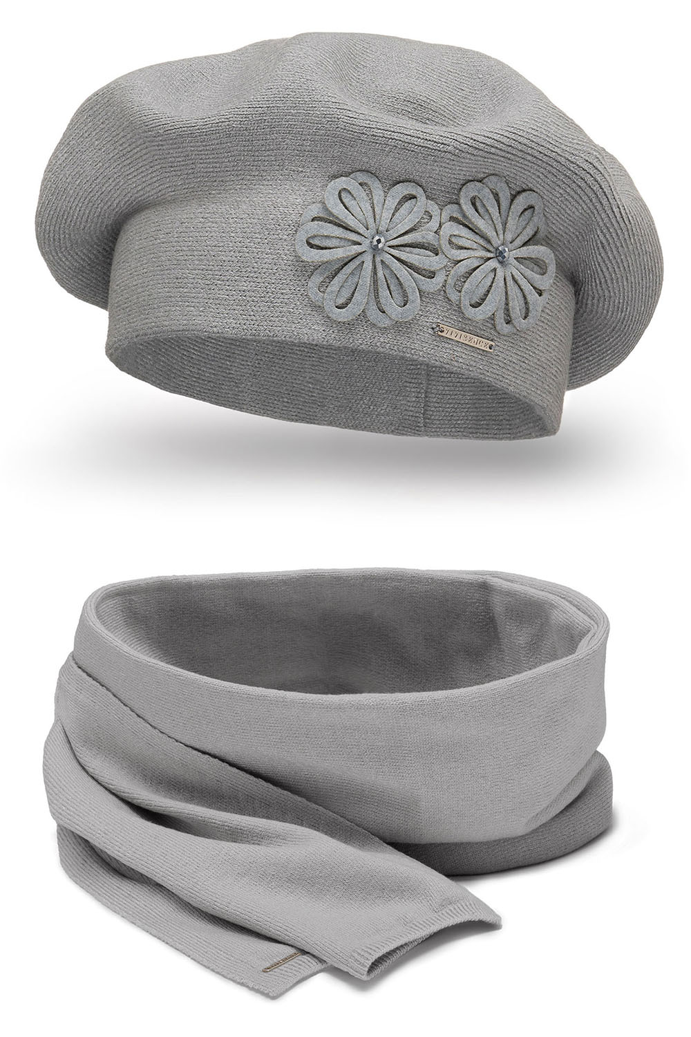 Vivisence Béret Et Écharpe Femme Pour L'automne et L'hiver Chauds En Laine Mélangée Accessoires Pour Hommes Tricot Souple Ajustement Parfait Divers Styles Et Couleurs Disponibles 7007Kmpl, gris clair