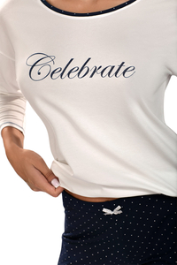 Vivisence Pyjama for women 2029, ecru/navy