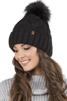 Vivisence Bonnet Femme Et Écharpe Pour L'automne et L'hiver À Pompon Cache-cou Ensemble Classique En Fils Chauds Avec Doublure En Polaire Parfait Pour Les Journées Froides 7014, noir