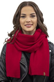 Vivisence Elegantes Damen Winter Set Aus Mütze Und Schal Mit Bommel Aus Warmem Garn Für Frauen Antistatische Perfekte Passform Für Elegante Und Sportliche Outfits, rot