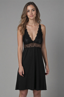 Vivisence Chemise de Nuit Viscose Bretelles Réglables Élégant et Confortable 2041, noir