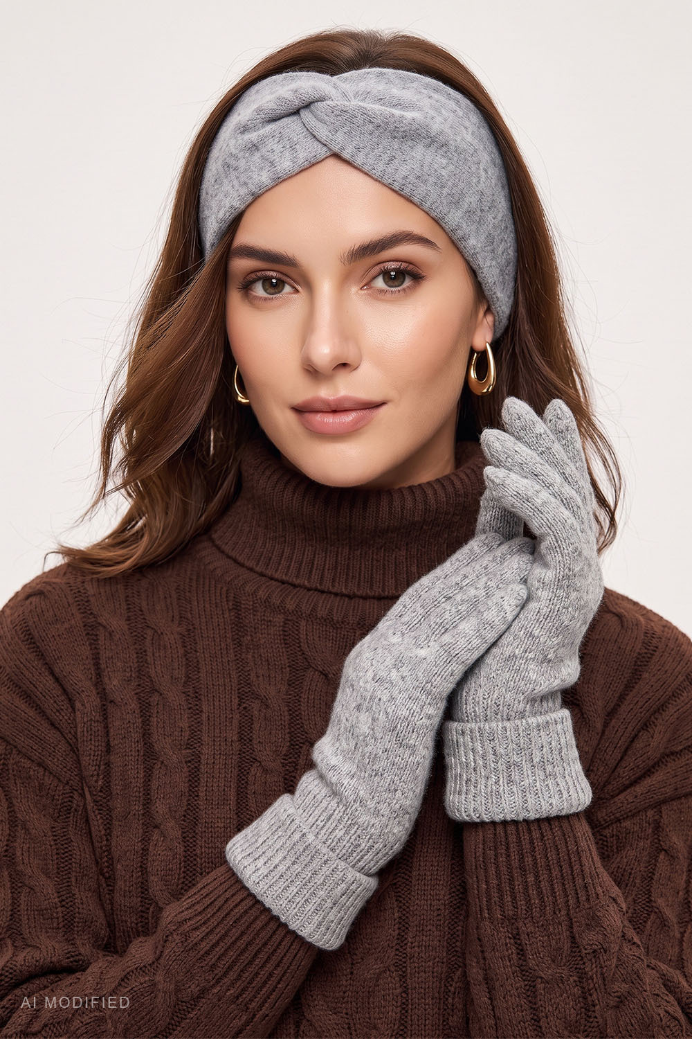 Vivisence gants femme tricotés avec poignet côtelé chauds et extensibles, gris