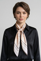 Vivisence Carré de Soie Femme 90 x 90 cm, Foulard en Soie Naturelle 14 Momme, Bords Roulottés à la Main, Motif Artistique Beige, beige