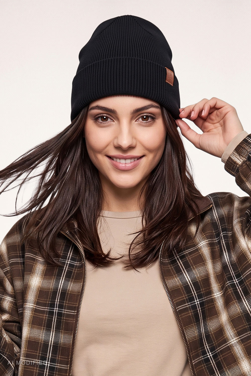 Vivisence Damen Set Mütze und Loop Schal Rippstrick, schwarz