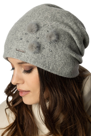 Vivisence Damen Mütze Winter Innenfutter Drei Falten Perfekten Sitz Perfekte 7091, hellgrau