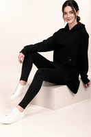 Vivisence Femme Sweat À Capuche Coton Élasthanne Confort Quotidien Douceur, noir