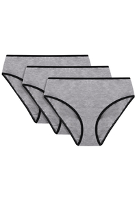 Vivisence Culotte Classique Slip pour Femme Lot de 3 Figi 4016, bande noire : gris