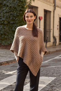 Vivisence Femme Poncho Maille Asymétrique Douceur Et Liberté De Mouvement, beige