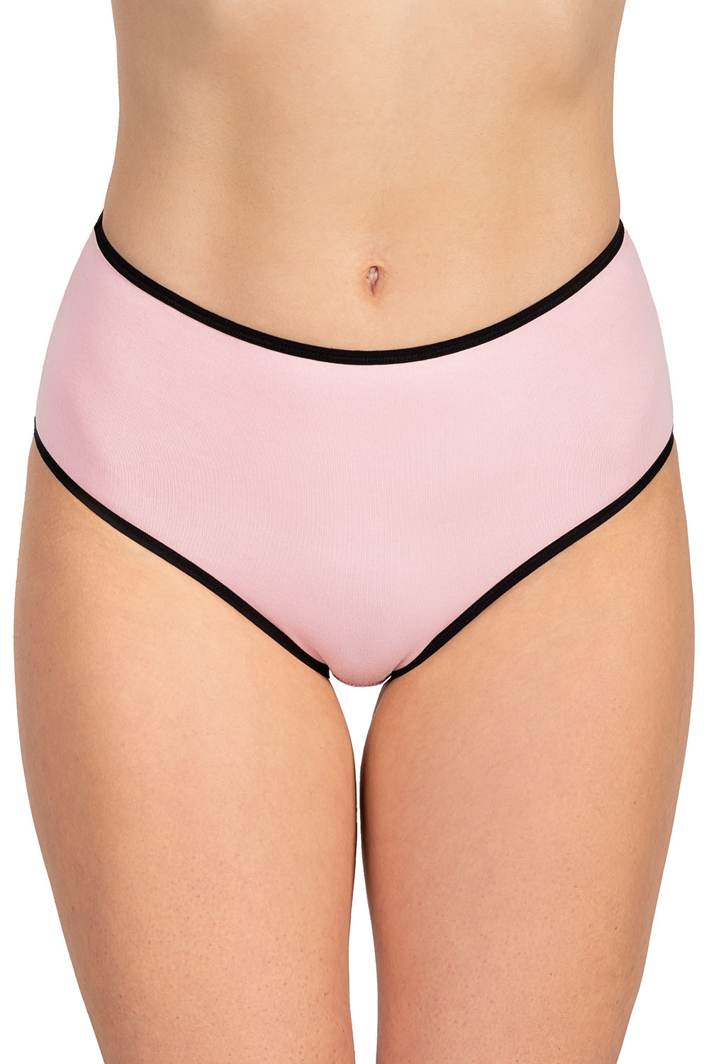 Vivisence Culotte Classique Slip pour Femme Lot de 3 Figi Silhouette Élégante 4016, bande noire : rose