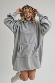 Vivisence Women’s Hoodie Blanket Sweatshirt Oversized Warmth Comfort 5029, light grey