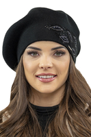Vivisence Béret Femme Avec Appliqué En Zirkonia Idéal Pour Les Jours Froids 7051, noir