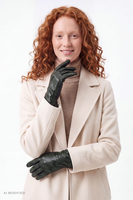 Vivisence Women's Leather Gloves Genuine Leather Snakeskin, black