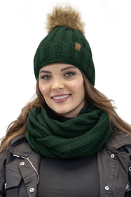Vivisence Écharpe Tube Femme Hiver Moderne Et Confortable En Fil Chaud Double 7019S, vert
