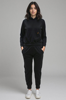 Vivisence Femme Ensemble Survêtement Coton Capuche Poches Confort Quotidien 9203, noir