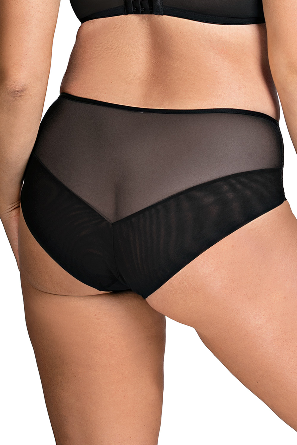 Vivisence Women's Briefs High-Waist Mesh Floral Lace Perfect For Everyday 1078/1080, Black